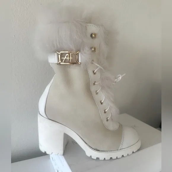 Alberta Ferretti  shearling booties boots white 38 Us 8 $1,800