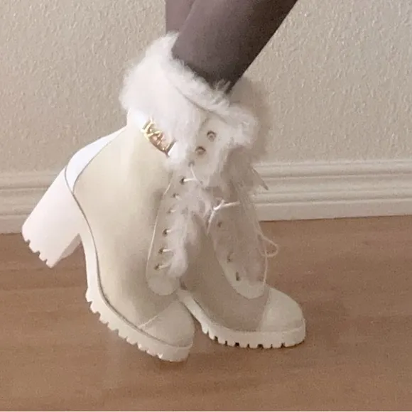Alberta Ferretti  shearling booties boots white 38 Us 8 $1,800