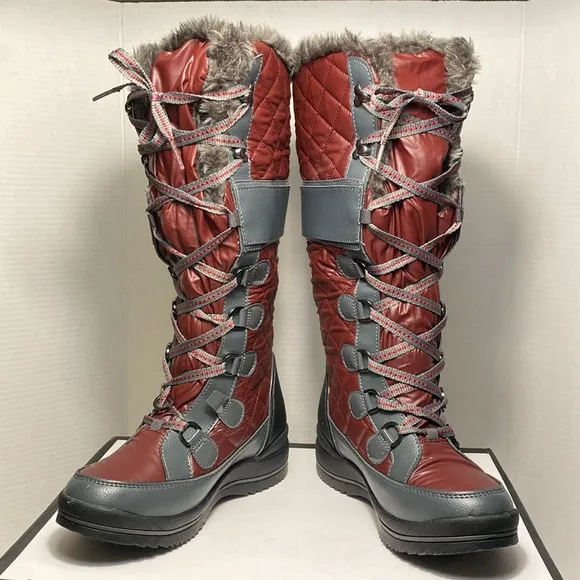Aldo Tall Lace Up Winter Waterproof Snow Boots Faux Fur Lining Women size 7
