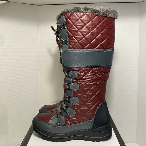 Aldo Tall Lace Up Winter Waterproof Snow Boots Faux Fur Lining Women size 7