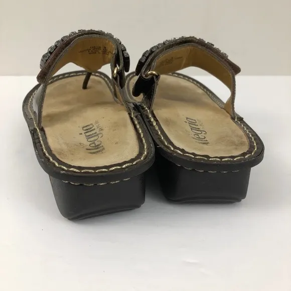 Alegria Carina Bronze Embellished Thong Sandals