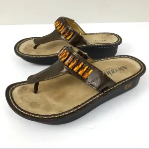 Alegria Carina Bronze Embellished Thong Sandals