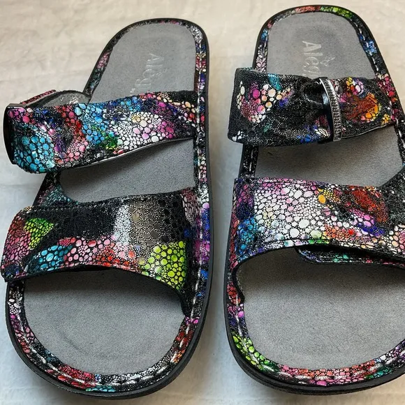 ALEGRIA Karmen Bubblish KAR-137 Multi-Color Slip On Slide Sandal Girls 4 W 5.5