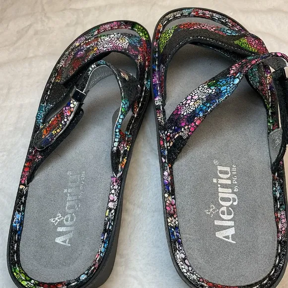 ALEGRIA Karmen Bubblish KAR-137 Multi-Color Slip On Slide Sandal Girls 4 W 5.5