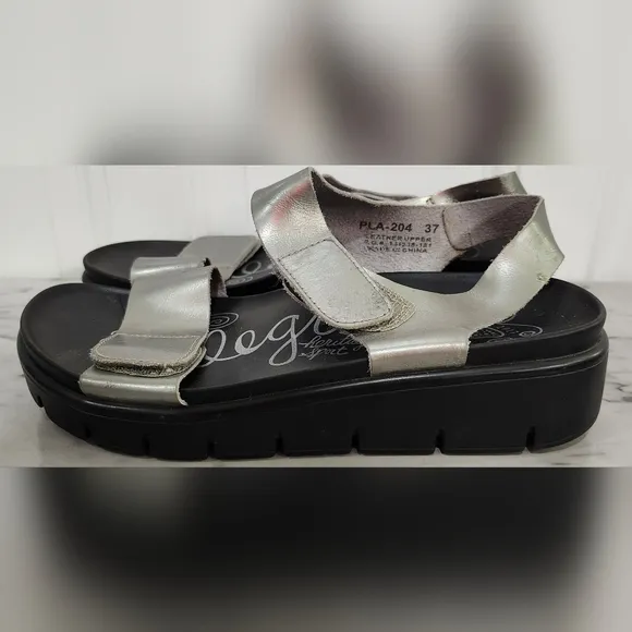 Alegria Playa Pewter Patent sandals women's size 37/6.5-7