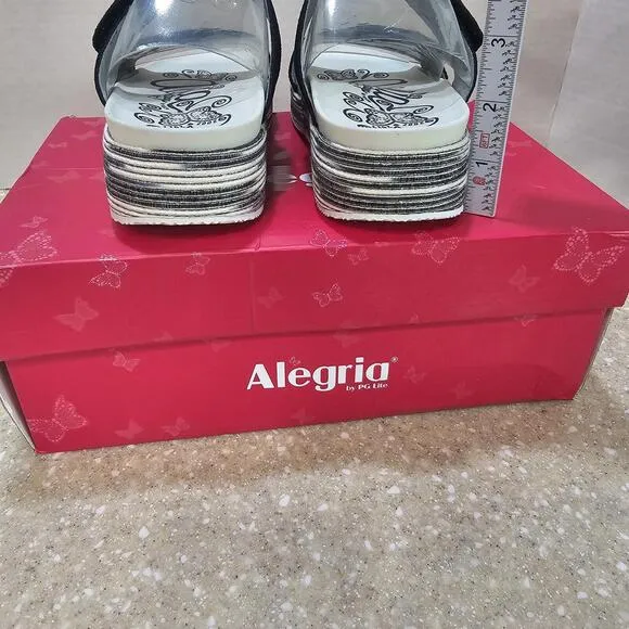 Alegria Suede Adjustable Slide Wedge Sandals Mixie Gray Harbor EU Size 38