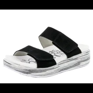 Alegria Suede Adjustable Slide Wedge Sandals Mixie Gray Harbor EU Size 38
