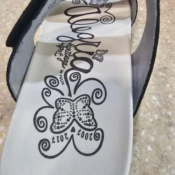 Alegria Suede Adjustable Slide Wedge Sandals Mixie Gray Harbor EU Size 38