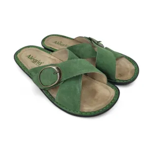 Alegria Vanya Green Suede Comfort Slides Size 9.5-10 | Arch Support Sandals