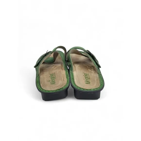 Alegria Vanya Green Suede Comfort Slides Size 9.5-10 | Arch Support Sandals
