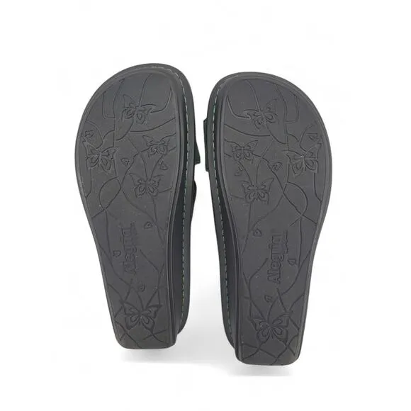 Alegria Vanya Green Suede Comfort Slides Size 9.5-10 | Arch Support Sandals