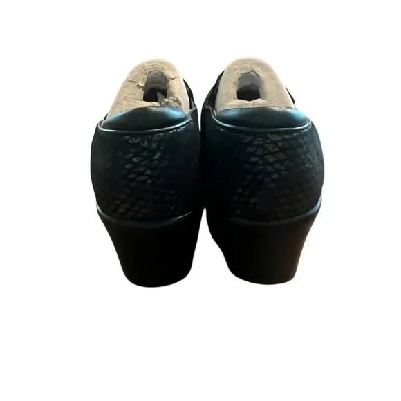 Alegria Womens Black Iridescent Slip-On Loafers  Emma Wedge Clogs Size 39 Size 9