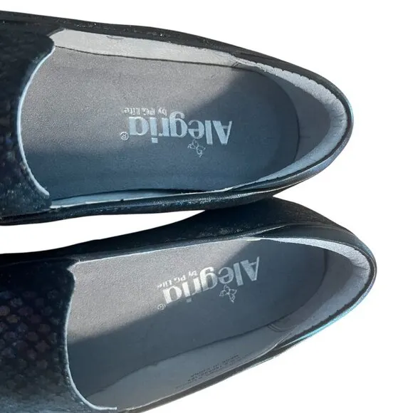 Alegria Womens Black Iridescent Slip-On Loafers  Emma Wedge Clogs Size 39 Size 9