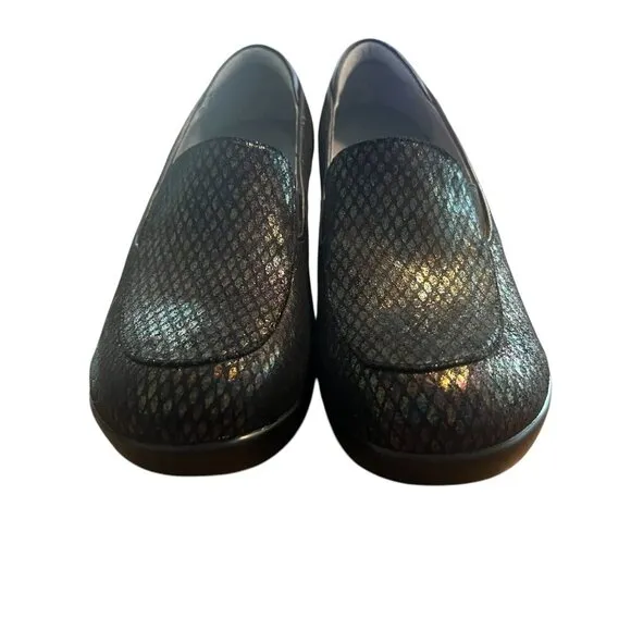 Alegria Womens Black Iridescent Slip-On Loafers  Emma Wedge Clogs Size 39 Size 9