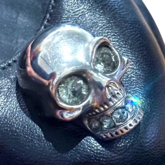 Alexander McQueen Silver Skull City Ballet Flat 37.5 7.5 Nappa Leather Ballerina