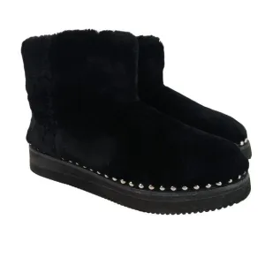 Alexander Wang SZ 8 Yumi Black Shearling Boots Silver Studs