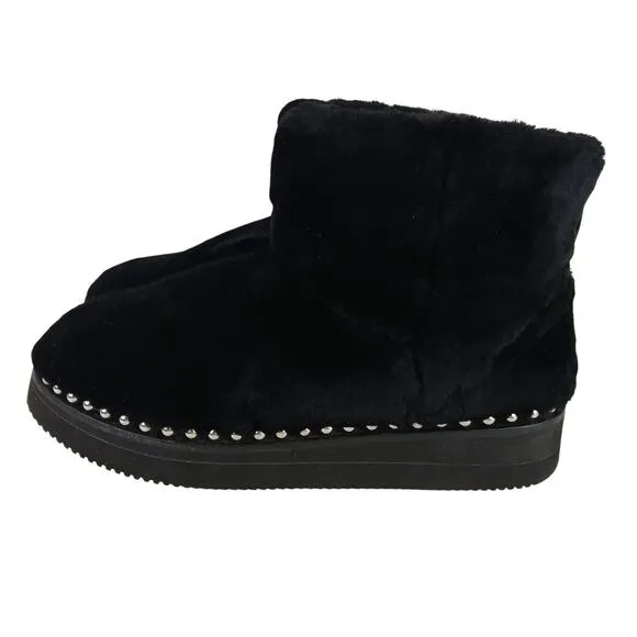 Alexander Wang SZ 8 Yumi Black Shearling Boots Silver Studs
