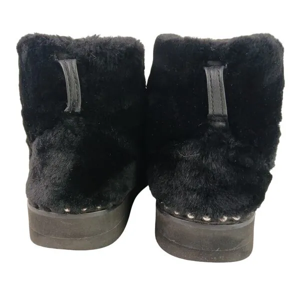 Alexander Wang SZ 8 Yumi Black Shearling Boots Silver Studs