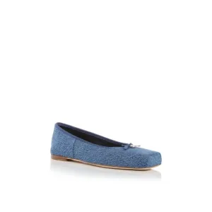ALEXANDER WANG Womens Blue Denim With Charm Billie Square Toe Flats Shoes 40