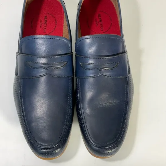 Alfani Mens Alfatech Blaine Leather Slip-On Oxfords Navy Penny Loafers Size 12M