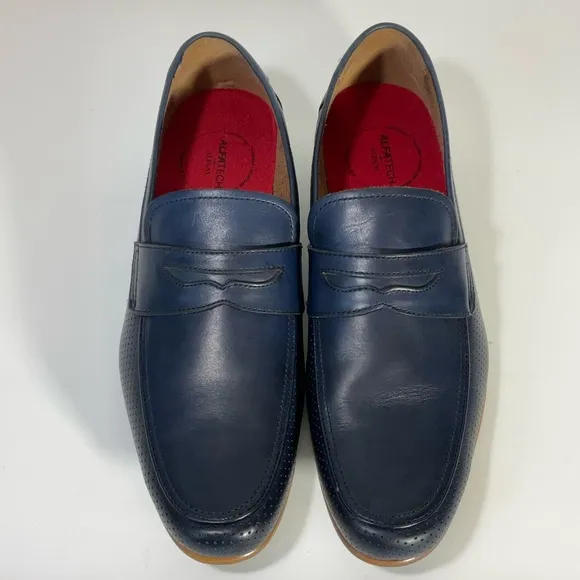 Alfani Mens Alfatech Blaine Leather Slip-On Oxfords Navy Penny Loafers Size 12M