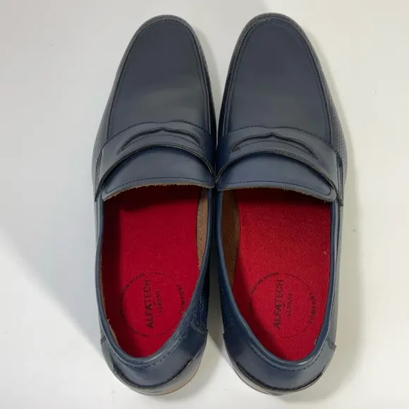 Alfani Mens Alfatech Blaine Leather Slip-On Oxfords Navy Penny Loafers Size 12M