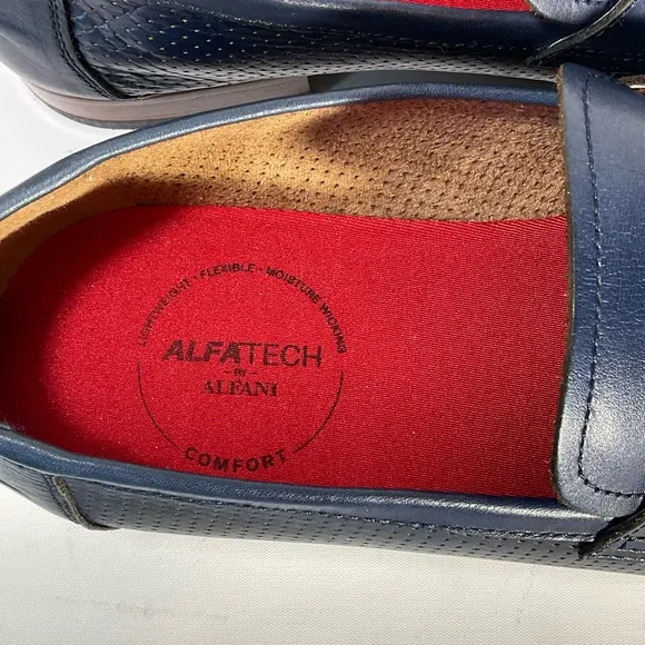Alfani Mens Alfatech Blaine Leather Slip-On Oxfords Navy Penny Loafers Size 12M
