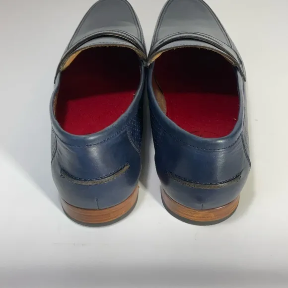 Alfani Mens Alfatech Blaine Leather Slip-On Oxfords Navy Penny Loafers Size 12M