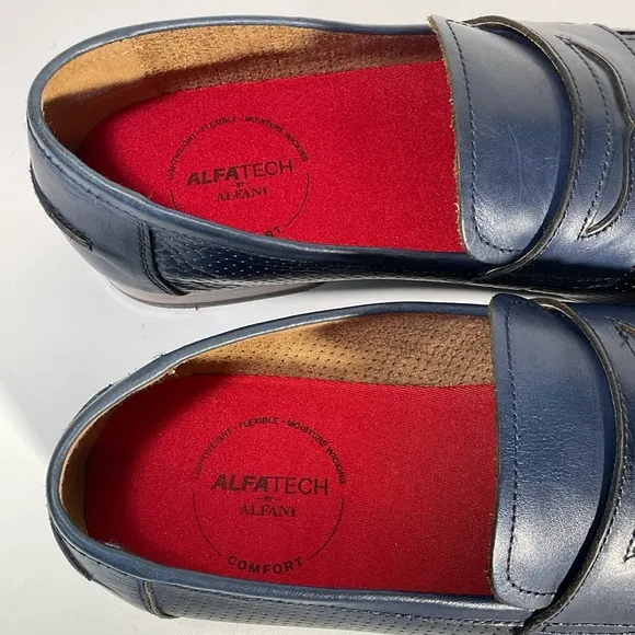 Alfani Mens Alfatech Blaine Leather Slip-On Oxfords Navy Penny Loafers Size 12M