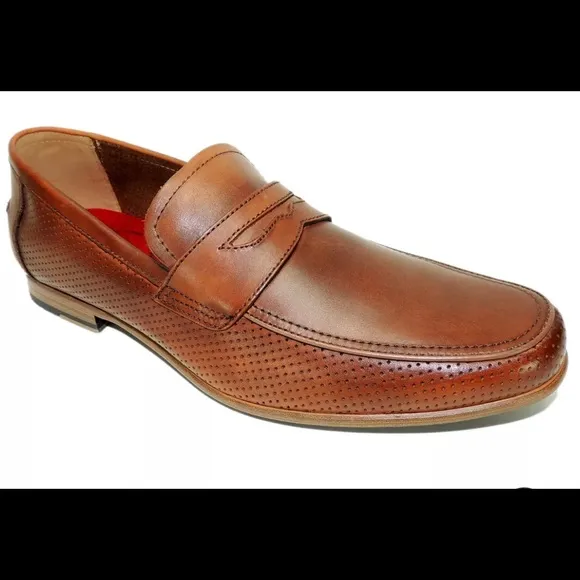 ALFANI MENS BLAINE PENNY LOAFERS DARK TAN
