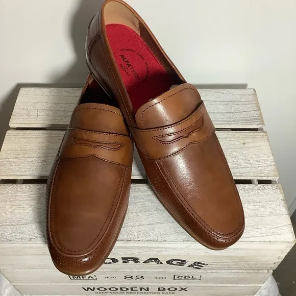 ALFANI MENS BLAINE PENNY LOAFERS DARK TAN