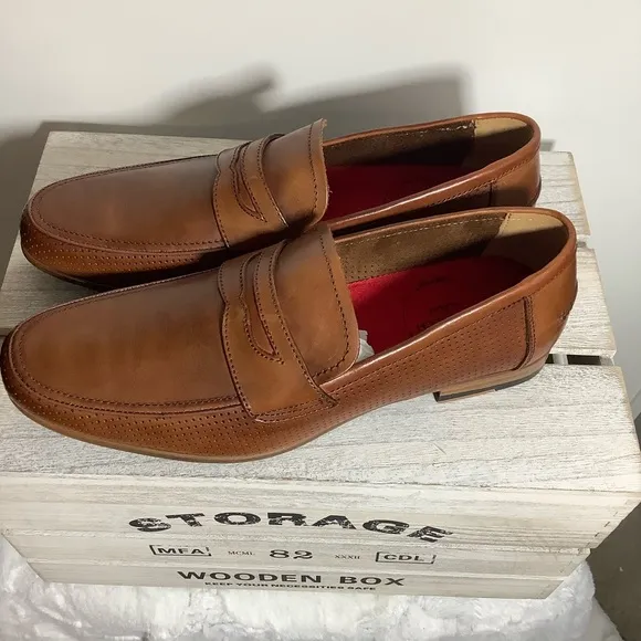 ALFANI MENS BLAINE PENNY LOAFERS DARK TAN