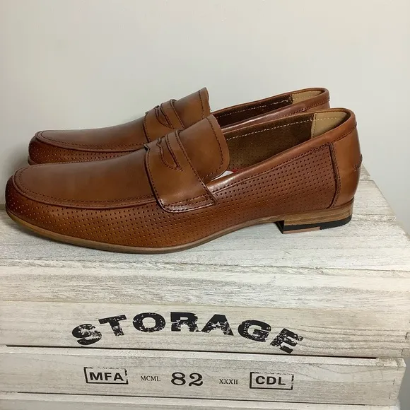 ALFANI MENS BLAINE PENNY LOAFERS DARK TAN