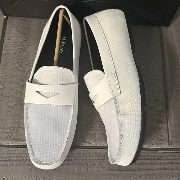 Alfani Men's Iker Penny Driving Loafers white size 9.5M