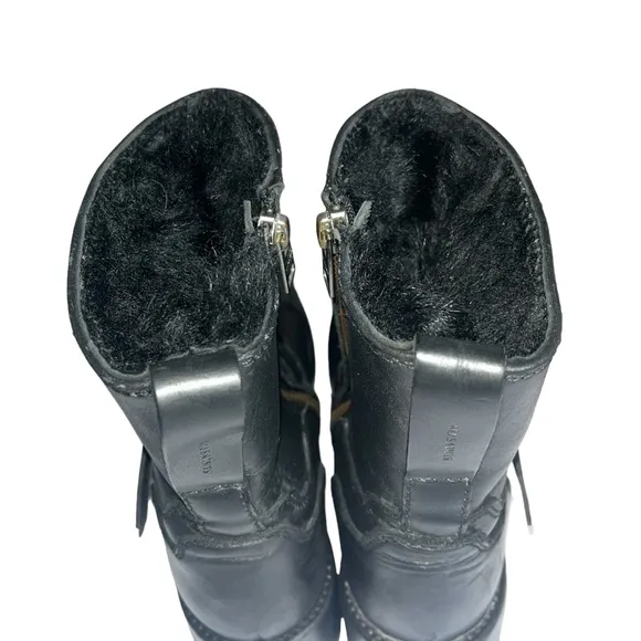 All Saints Shearling Black Leather Classic Boots size 37