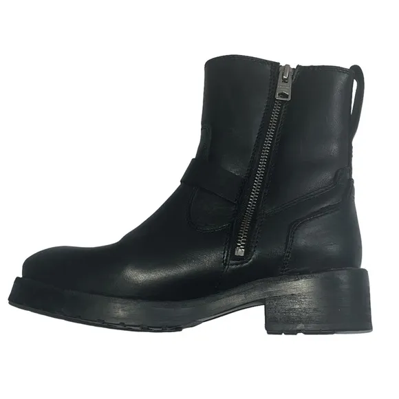 All Saints Shearling Black Leather Classic Boots size 37
