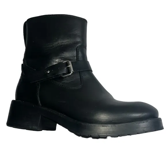 All Saints Shearling Black Leather Classic Boots size 37