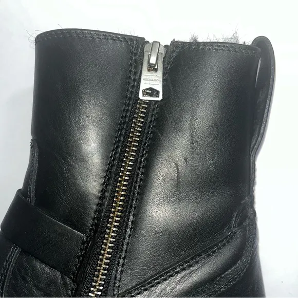 All Saints Shearling Black Leather Classic Boots size 37