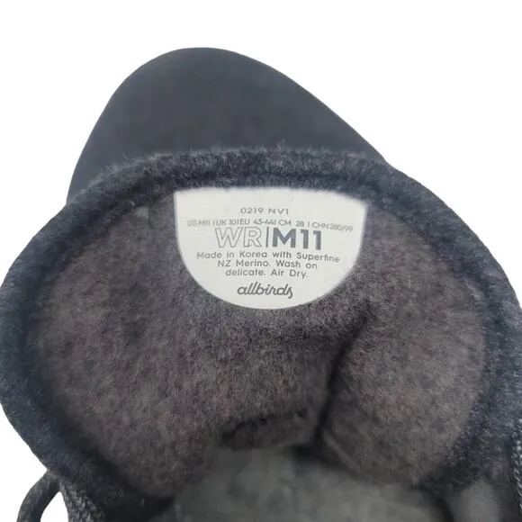 Allbirds Men's Black Lace Up Wool Runners Casual Sneakers Size 11