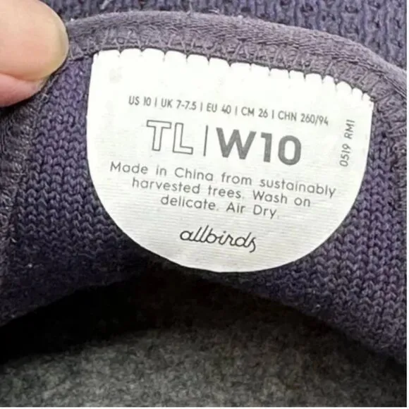 allbird's Women's Tree Loungers Slip On Sneakers/Loafers Wool Purple Size 10