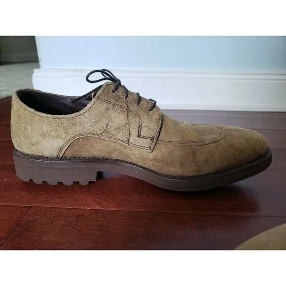 ALLEN EDMONDS Malone Tan Distressed Leather Lace Up Men’s Loafers 9D - SCRATCHES