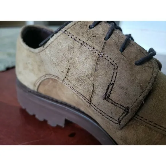 ALLEN EDMONDS Malone Tan Distressed Leather Lace Up Men’s Loafers 9D - SCRATCHES