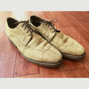 ALLEN EDMONDS Malone Tan Distressed Leather Lace Up Men’s Loafers 9D - SCRATCHES