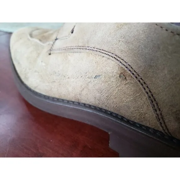ALLEN EDMONDS Malone Tan Distressed Leather Lace Up Men’s Loafers 9D - SCRATCHES