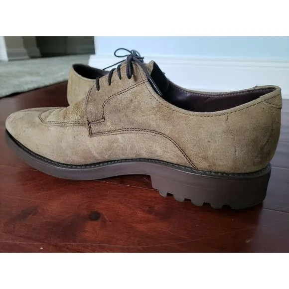 ALLEN EDMONDS Malone Tan Distressed Leather Lace Up Men’s Loafers 9D - SCRATCHES