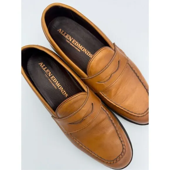Allen Edmonds Mens Brown SFO Leather Slip On Dress Penny Loafers Shoes Size 8D