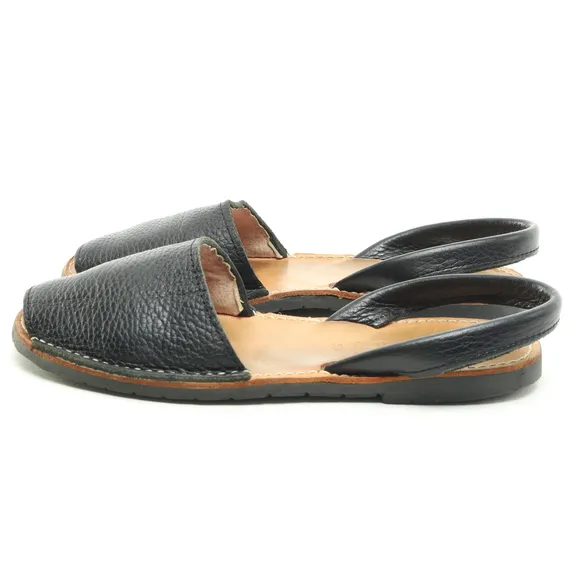Alohas Leather Slingback Flats Sandals Women‘s Shoe US6.5 EU 37 Black