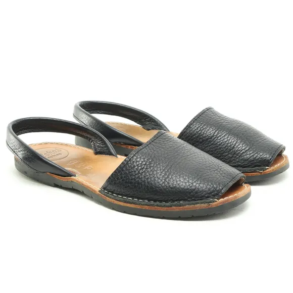 Alohas Leather Slingback Flats Sandals Women‘s Shoe US6.5 EU 37 Black