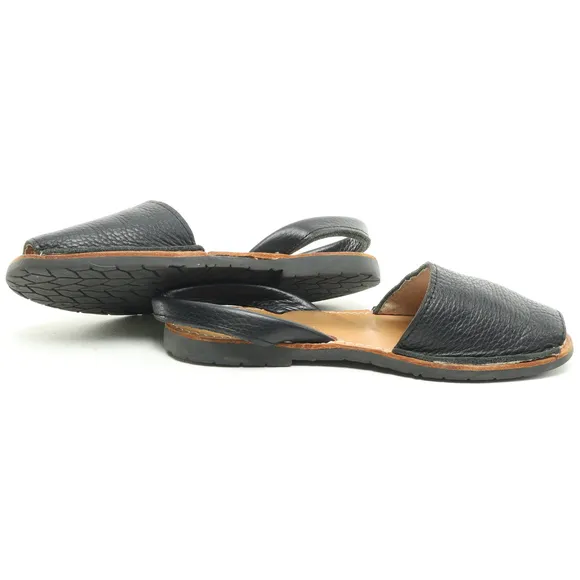 Alohas Leather Slingback Flats Sandals Women‘s Shoe US6.5 EU 37 Black