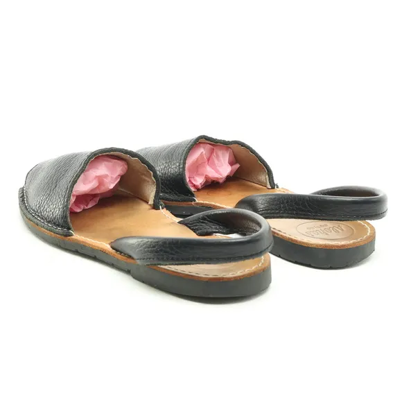 Alohas Leather Slingback Flats Sandals Women‘s Shoe US6.5 EU 37 Black